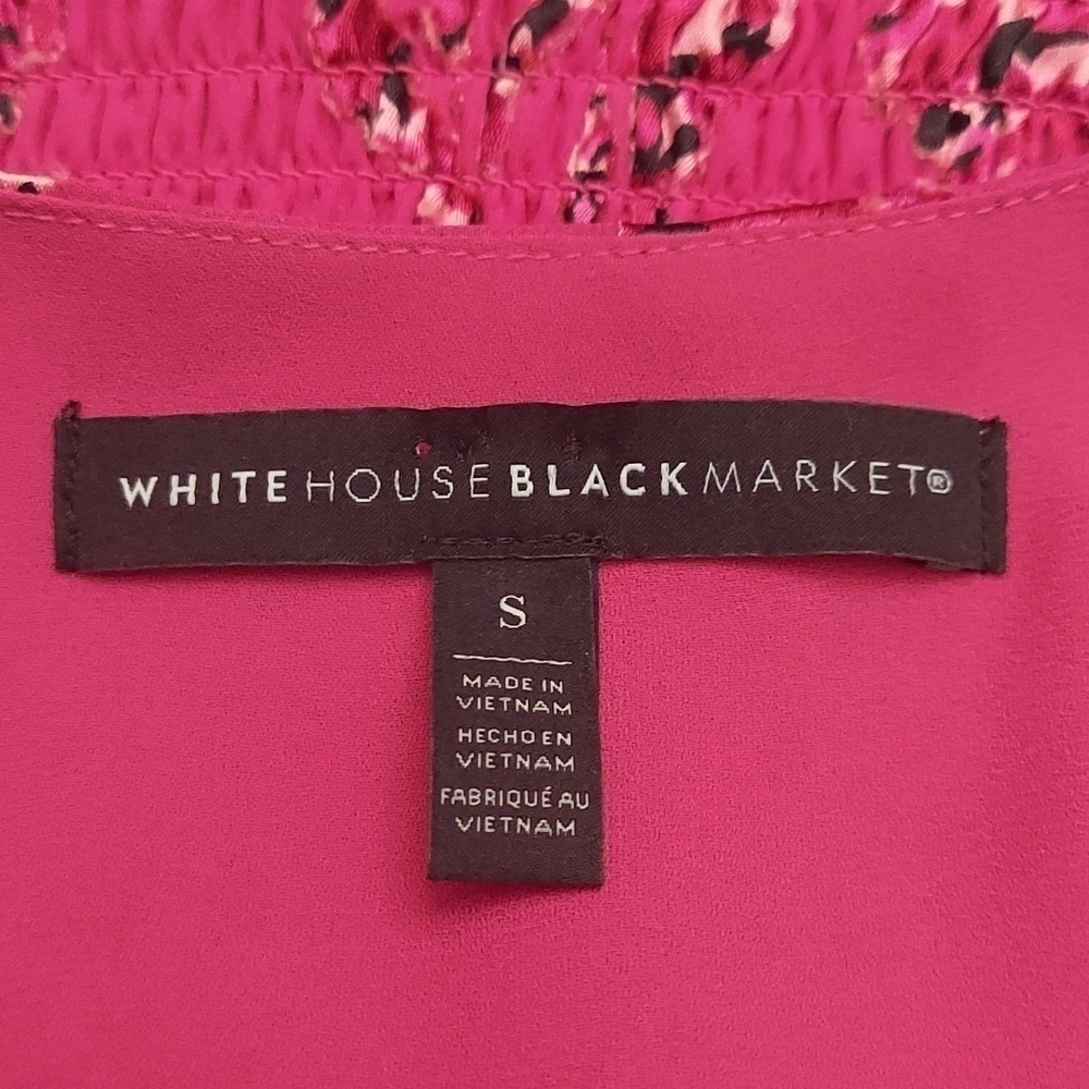 WHITE HOUSE BLACK MARKET Fuschia Sleeveless Faux Wrap Silk Floral Pullover Top S - Picture 9 of 12